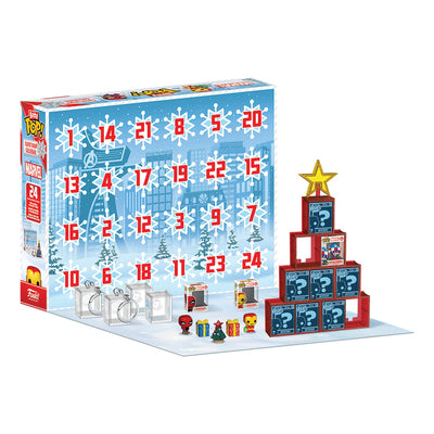Funko Bitty Pop! Marvel Adventskalender: 24 Türchen mit Bitty-Pop-Minifiguren, Schlüsselanhängern und einem Weihnachtsbaum zum Aufbauen