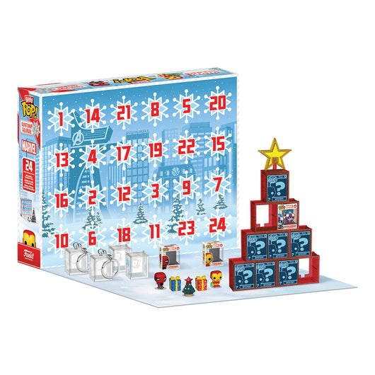 Funko Bitty Pop! Marvel Adventskalender: 24 Türchen mit Bitty-Pop-Minifiguren, Schlüsselanhängern und einem Weihnachtsbaum zum Aufbauen