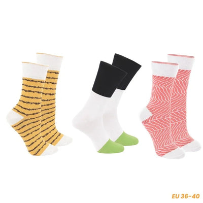 Drei Paar Sushi-Socken, Groesse EU 36-40