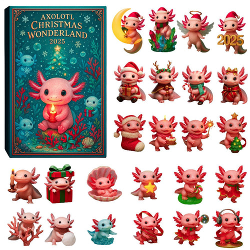 Axolotl Adventskalender 2026 | 24 verschiedene Axolotl-Anhänger