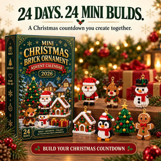 Baustein Adventskalender 2026 | 24 Mini-Weihnachtsanhänger zum Bauen