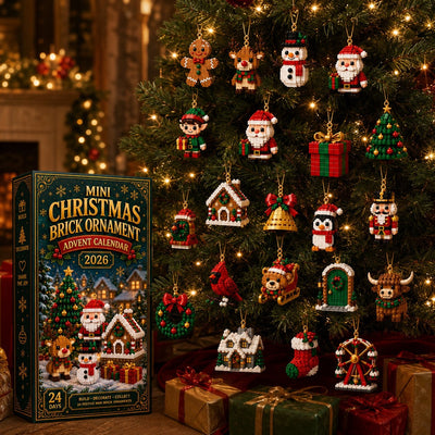 Baustein Adventskalender 2026 | 24 Mini-Weihnachtsanhänger zum Bauen