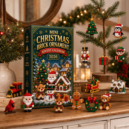 Baustein Adventskalender 2026 | 24 Mini-Weihnachtsanhänger zum Bauen