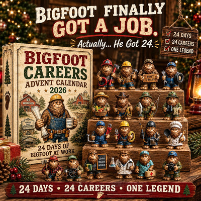 Bigfoot Adventskalender 2026 | 24 Bigfoot-Figuren bei der Arbeit