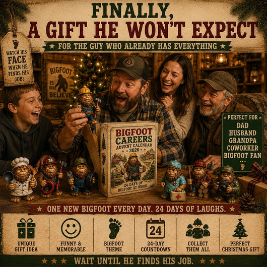 Bigfoot Adventskalender 2026 | 24 Bigfoot-Figuren bei der Arbeit
