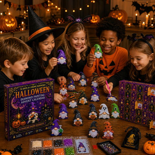 Diamond Painting Adventskalender 2026 | 31 Halloween-Wichtel zum Selbermachen