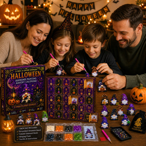 Diamond Painting Adventskalender 2026 | 31 Halloween-Wichtel zum Selbermachen