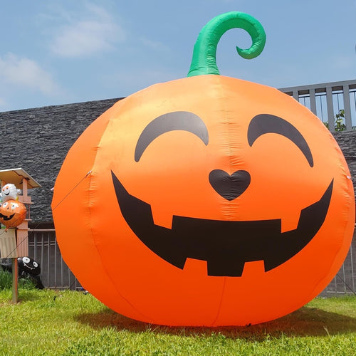 3 m Riesen-Kürbis aufblasbar mit LED | Halloween Deko für Garten und Hof