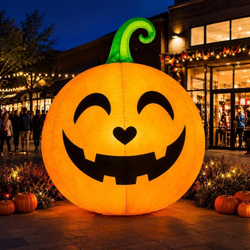 3 m Riesen-Kürbis aufblasbar mit LED | Halloween Deko für Garten und Hof