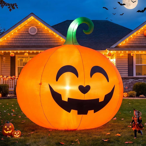 3 m Riesen-Kürbis aufblasbar mit LED | Halloween Deko für Garten und Hof