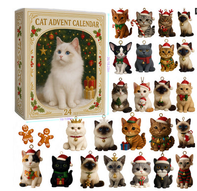 Katzen Adventskalender 2026 | 24 Katzen-Anhänger für den Baum