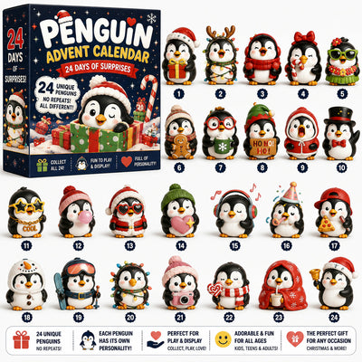 Pinguin Adventskalender 2026 | 24 verschiedene Pinguin-Figuren