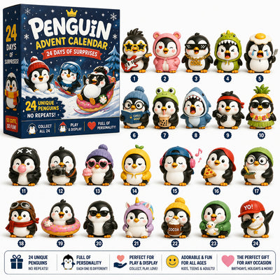 Pinguin Adventskalender 2026 | 24 verschiedene Pinguin-Figuren