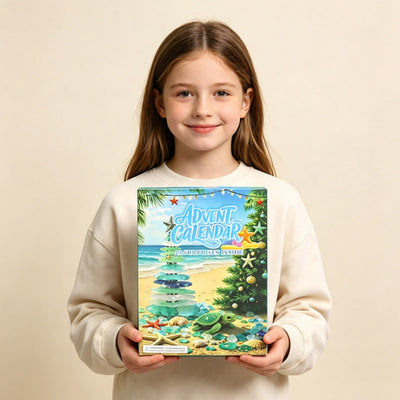 Seeglas Bäume Adventskalender 2026 | 24 kleine Weihnachtsbäume aus Seeglas