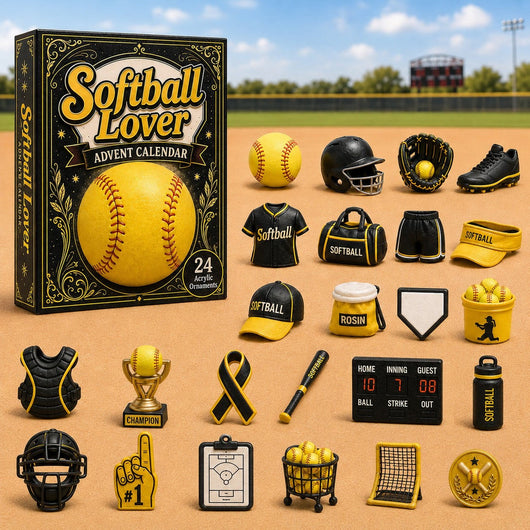 Softball Adventskalender 2026 | 24 Softball-Anhänger aus Acryl